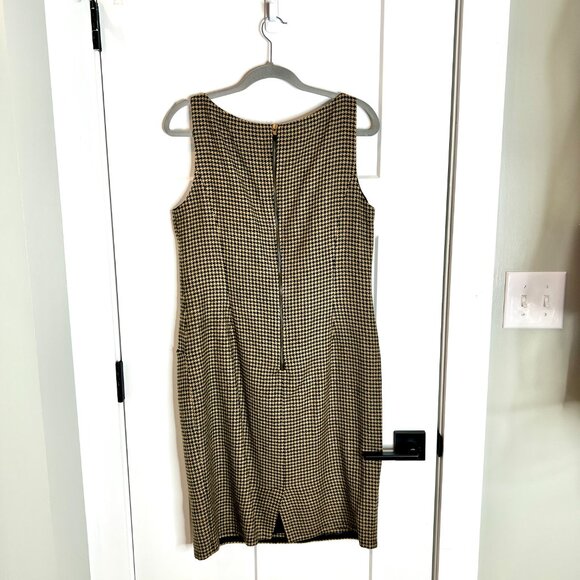 Lauren Ralph Lauren Black Tan Houndstooth Wool Blend Sheath Dress Academia 14 - Picture 4 of 5